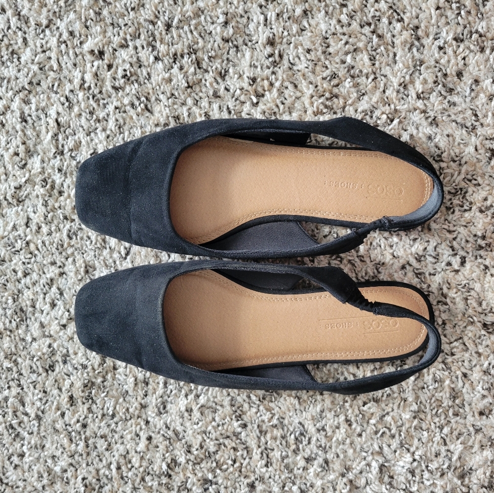 Asos black suede flats